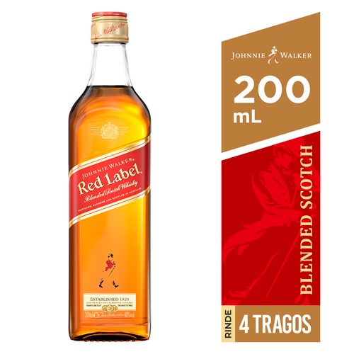 WHISKY JOHNNIE W. ROJO 200 ml (BOTELLA CUARTILLO