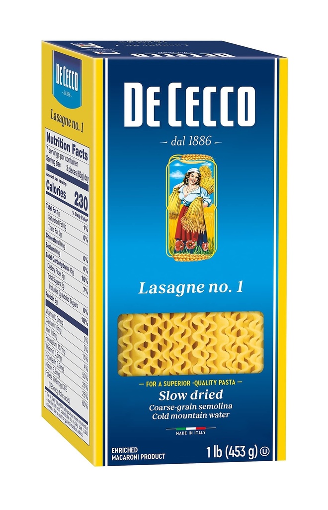PASTA DE CECCO LASAGNA  12/ 500 GR